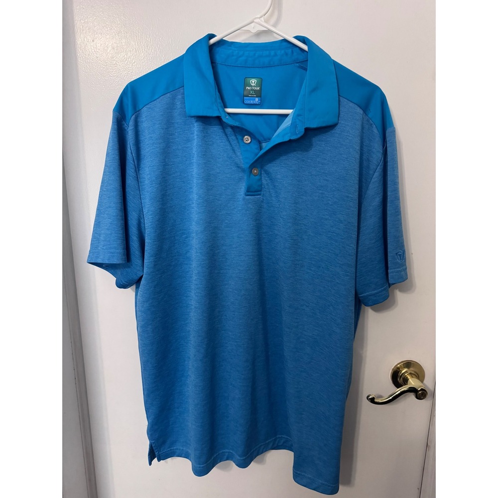 Pro Tour Coolplay Mens XL Blue Heathered Golf Polo Shirt Short Sleeve Snag